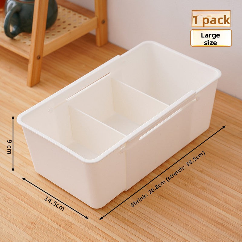 Drawer Organizer Box with Adjustable Dividers - Clear Makeup & Vanity Grid Storage Bin.