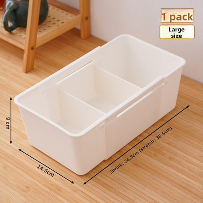 Drawer Organizer Box with Adjustable Dividers - Clear Makeup & Vanity Grid Storage Bin.