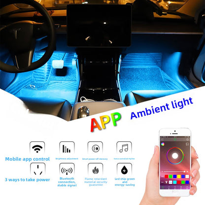 App Control Car Interior LED Ambient Lighting - RGB Multi-Color Footwell Floor Atmosphere Lights