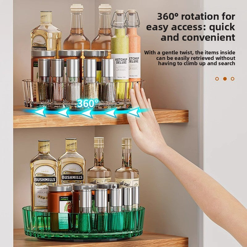 360� Rotating Kitchen Storage Rack - Clear Lazy Susan Spice Organizer Tray