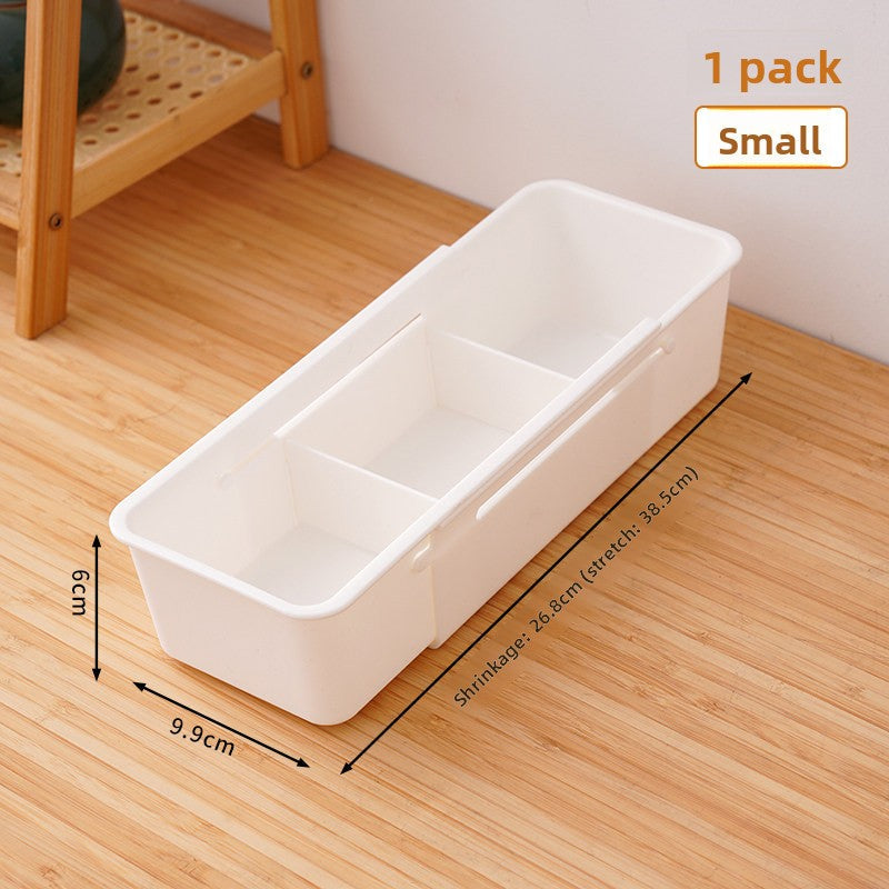 Drawer Organizer Box with Adjustable Dividers - Clear Makeup & Vanity Grid Storage Bin.