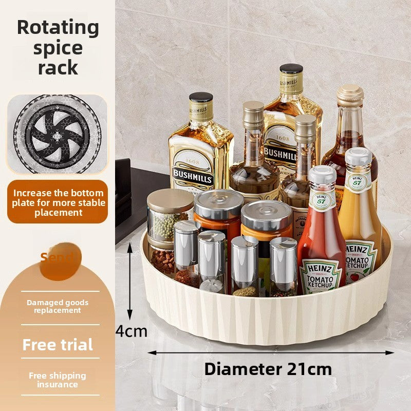 360� Rotating Kitchen Storage Rack - Clear Lazy Susan Spice Organizer Tray