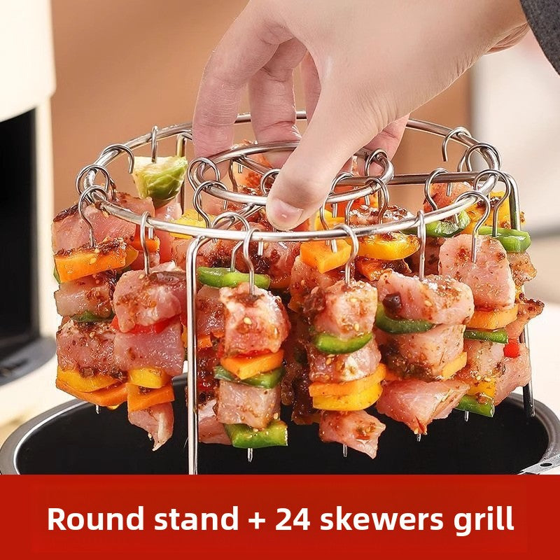 Air Fryer Kebab Skewer Rack - Stainless Steel Multi-Purpose Grill Stand with Skewers.