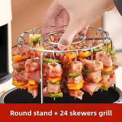 Air Fryer Kebab Skewer Rack - Stainless Steel Multi-Purpose Grill Stand with Skewers.