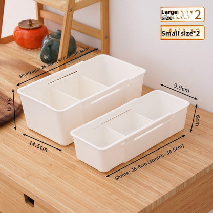 Drawer Organizer Box with Adjustable Dividers - Clear Makeup & Vanity Grid Storage Bin.