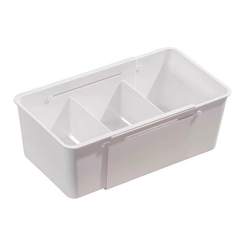 Drawer Organizer Box with Adjustable Dividers - Clear Makeup & Vanity Grid Storage Bin.