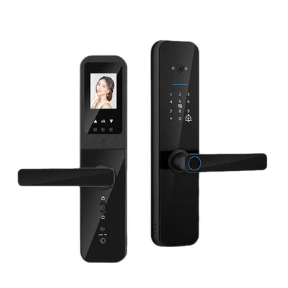 Smart Fingerprint Door Lock with Cat-Eye Camera - Tuya App Remote Video Doorbell Lock