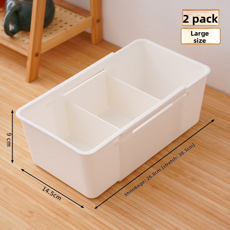 Drawer Organizer Box with Adjustable Dividers - Clear Makeup & Vanity Grid Storage Bin.