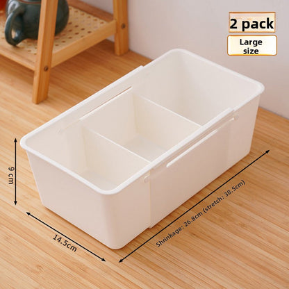 Drawer Organizer Box with Adjustable Dividers - Clear Makeup & Vanity Grid Storage Bin.