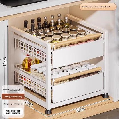 Pull-Out Cabinet Shelf Organizer - Under-Sink Sliding Storage Drawer Rack