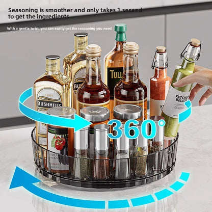 360� Rotating Kitchen Storage Rack - Clear Lazy Susan Spice Organizer Tray