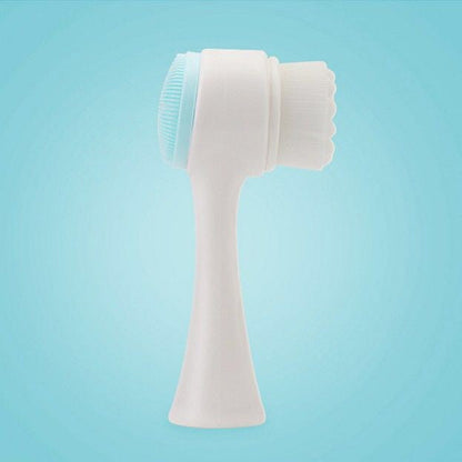 2-in-1 Handheld Facial Cleansing Tool - Gentle Soft Hair Massager and Silicone Blackhead Brush