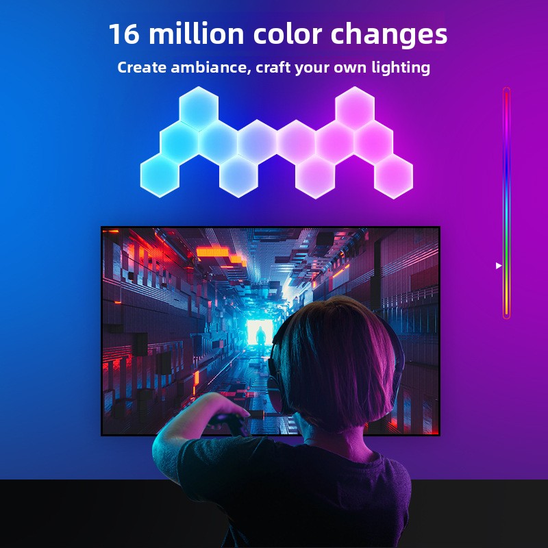 Smart Cellular Hexagon Ambient Light - Modular RGB Wall Panels with Music Sync