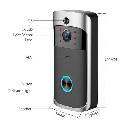 Smart WiFi Video Doorbell - Real-Time Remote View & 2-Way Audio Intercom System