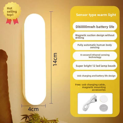 Zero Wiring Motion Activated LED Light - Magnetic Stick On Wardrobe and Bedside Night Light.