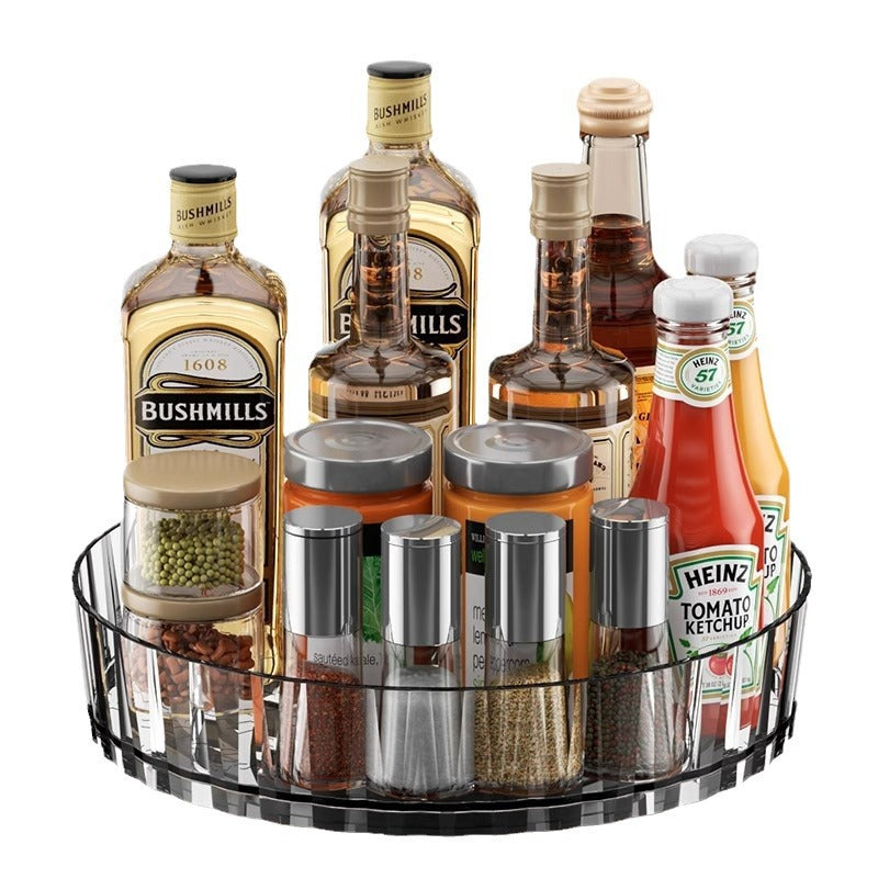 360� Rotating Kitchen Storage Rack - Clear Lazy Susan Spice Organizer Tray