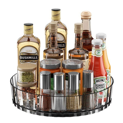 360� Rotating Kitchen Storage Rack - Clear Lazy Susan Spice Organizer Tray