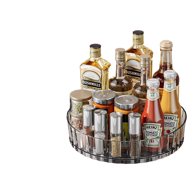 360� Rotating Kitchen Storage Rack - Clear Lazy Susan Spice Organizer Tray
