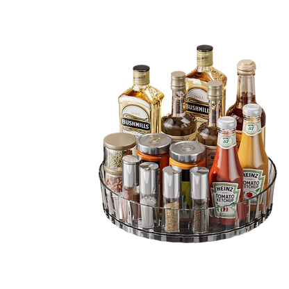 360� Rotating Kitchen Storage Rack - Clear Lazy Susan Spice Organizer Tray