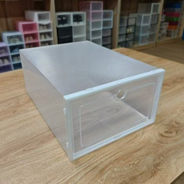 Transparent Stackable Shoe Storage Box - Clear Plastic Shoe Organizer Drawer Case