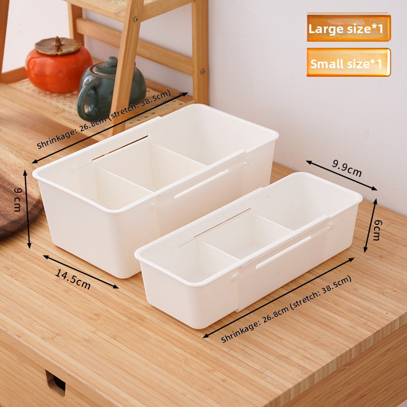 Drawer Organizer Box with Adjustable Dividers - Clear Makeup & Vanity Grid Storage Bin.