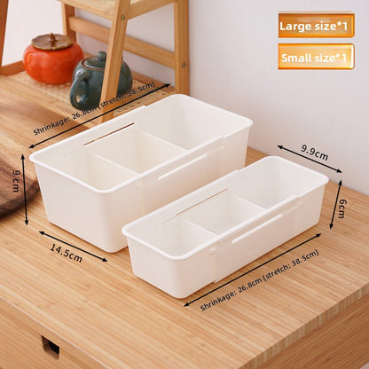 Drawer Organizer Box with Adjustable Dividers - Clear Makeup & Vanity Grid Storage Bin.