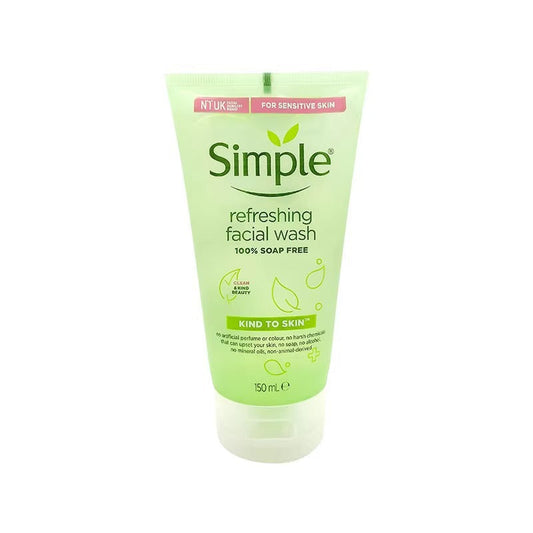 Simple Kind to Skin Refreshing Facial Wash Gel - 100% Soap-Free Hydrating Cleanser (150ml)