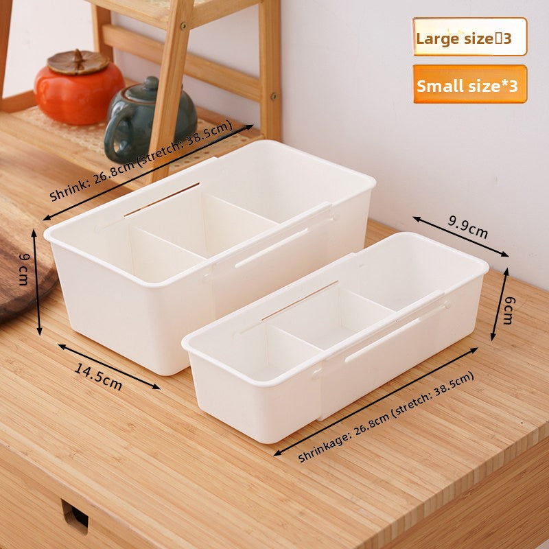 Drawer Organizer Box with Adjustable Dividers - Clear Makeup & Vanity Grid Storage Bin.