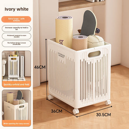 Yoga Mat Storage Basket with Wheels - Rolling Gym Equipment Organizer Cart
