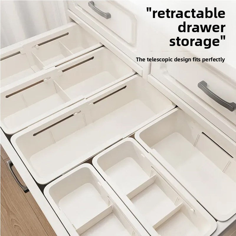 Drawer Organizer Box with Adjustable Dividers - Clear Makeup & Vanity Grid Storage Bin.