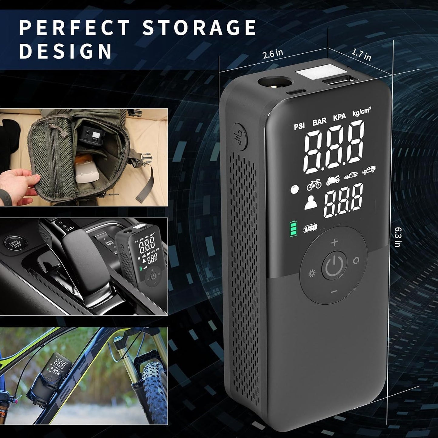 Portable Wireless Car Tyre Inflator Pump - Smart Digital Auto Air Compressor for Vehicles