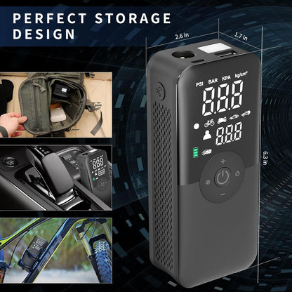 Portable Wireless Car Tyre Inflator Pump - Smart Digital Auto Air Compressor for Vehicles