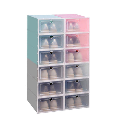 Transparent Stackable Shoe Storage Box - Clear Plastic Shoe Organizer Drawer Case