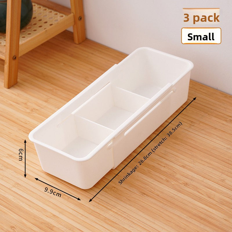 Drawer Organizer Box with Adjustable Dividers - Clear Makeup & Vanity Grid Storage Bin.