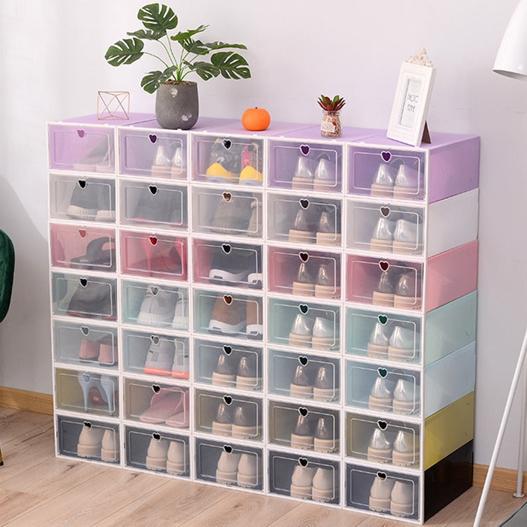 Transparent Stackable Shoe Storage Box - Clear Plastic Shoe Organizer Drawer Case