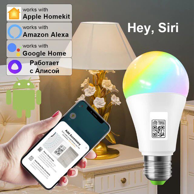 Smart Wi-Fi LED Light Bulb - RGB Color Changing Lamp Works with Apple HomeKit & Alexa