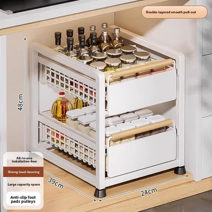 Pull-Out Cabinet Shelf Organizer - Under-Sink Sliding Storage Drawer Rack