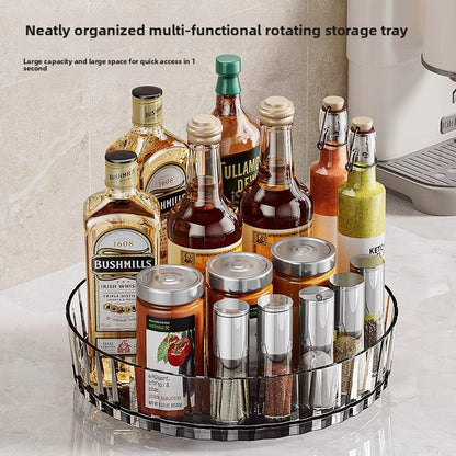 360� Rotating Kitchen Storage Rack - Clear Lazy Susan Spice Organizer Tray