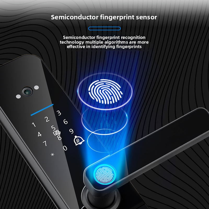 Smart Fingerprint Door Lock with Cat-Eye Camera - Tuya App Remote Video Doorbell Lock
