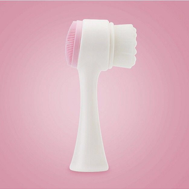 2-in-1 Handheld Facial Cleansing Tool - Gentle Soft Hair Massager and Silicone Blackhead Brush