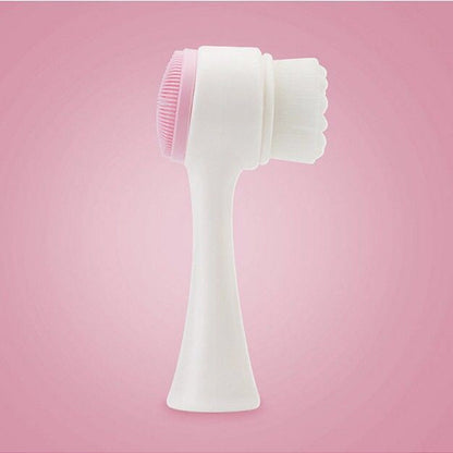 2-in-1 Handheld Facial Cleansing Tool - Gentle Soft Hair Massager and Silicone Blackhead Brush