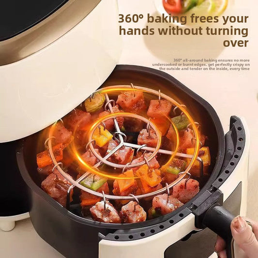 Air Fryer Kebab Skewer Rack - Stainless Steel Multi-Purpose Grill Stand with Skewers.
