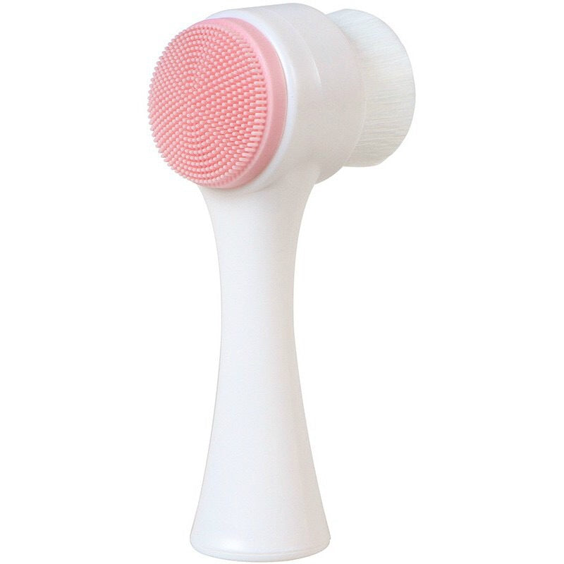 2-in-1 Handheld Facial Cleansing Tool - Gentle Soft Hair Massager and Silicone Blackhead Brush