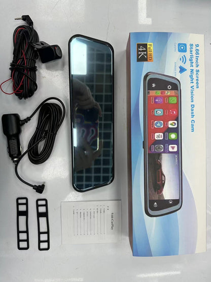 Smart Car Rearview Mirror Camera - 4K Front & 1080P Rear Backup Dashcam