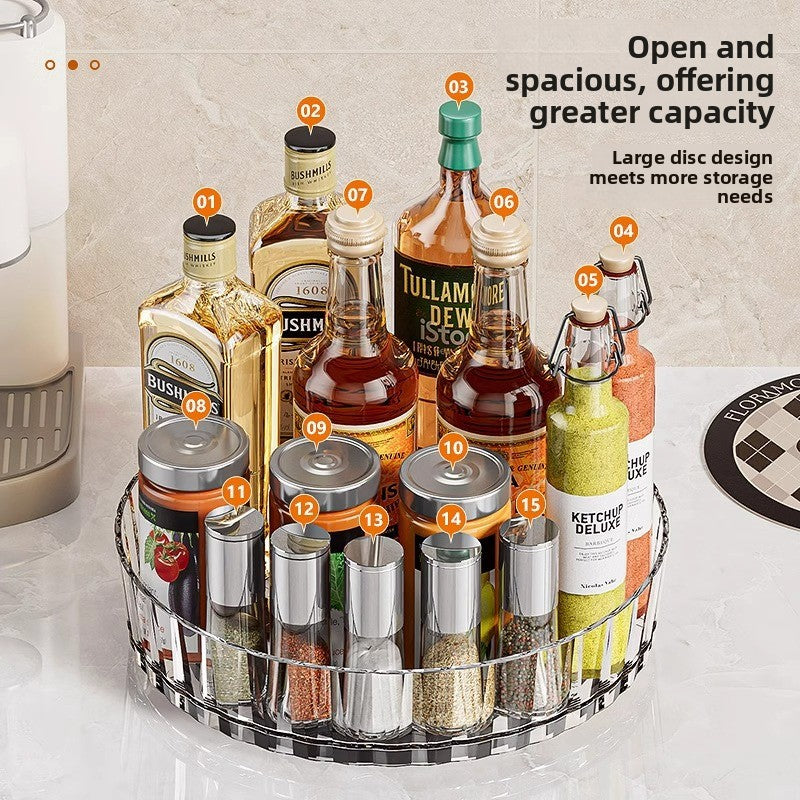 360� Rotating Kitchen Storage Rack - Clear Lazy Susan Spice Organizer Tray
