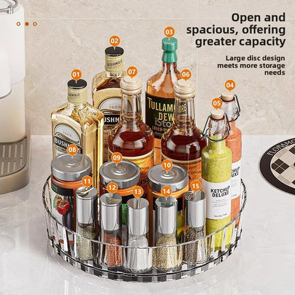 360� Rotating Kitchen Storage Rack - Clear Lazy Susan Spice Organizer Tray