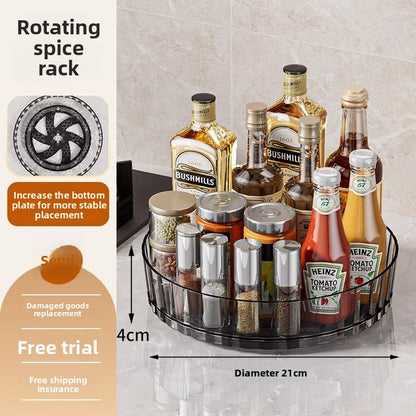 360� Rotating Kitchen Storage Rack - Clear Lazy Susan Spice Organizer Tray