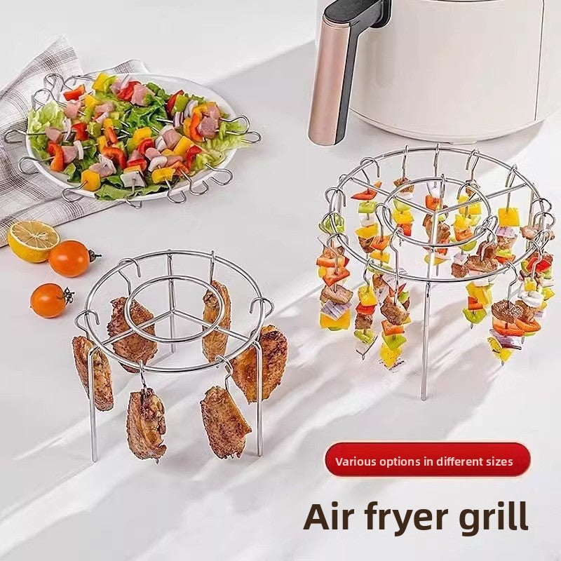 Air Fryer Kebab Skewer Rack - Stainless Steel Multi-Purpose Grill Stand with Skewers.