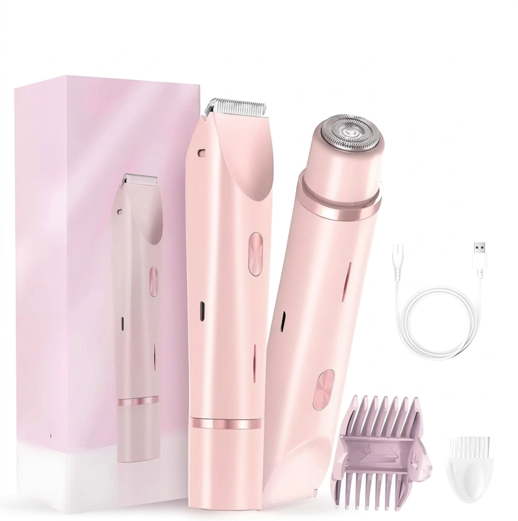 SilkySplash 2-in-1 Damen-Rasierer & Trimmer | Elektrischer Intim- & Beinenrasierer Wasserdicht (Rosa)